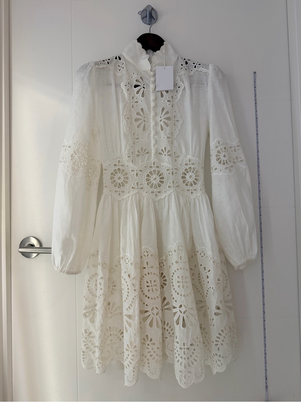 NWT Zimmermann Acacia Broderie Ivory Anglaise White Eyelet Lace Mini Dress - Picture 6 of 14